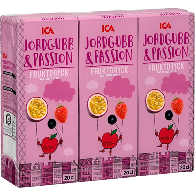 Jordgubb och passionsfruktsdryck
