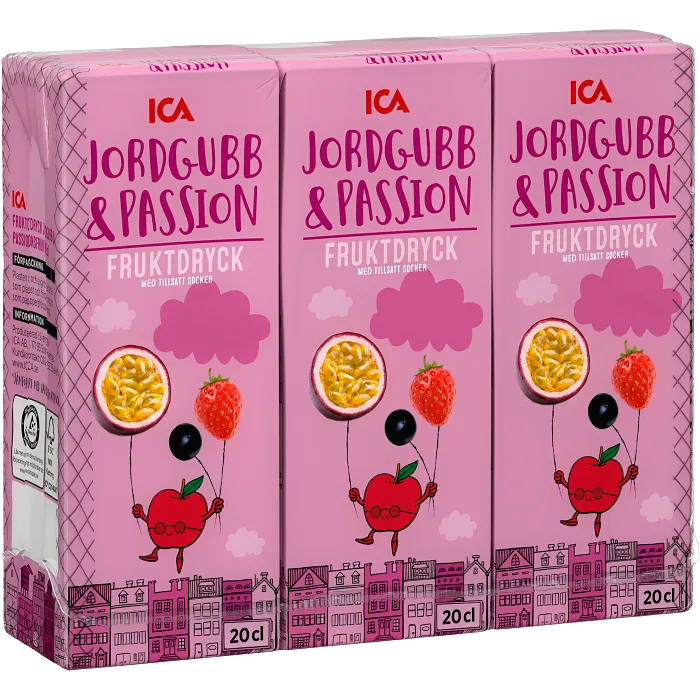 Jordgubb och passionsfruktsdryck